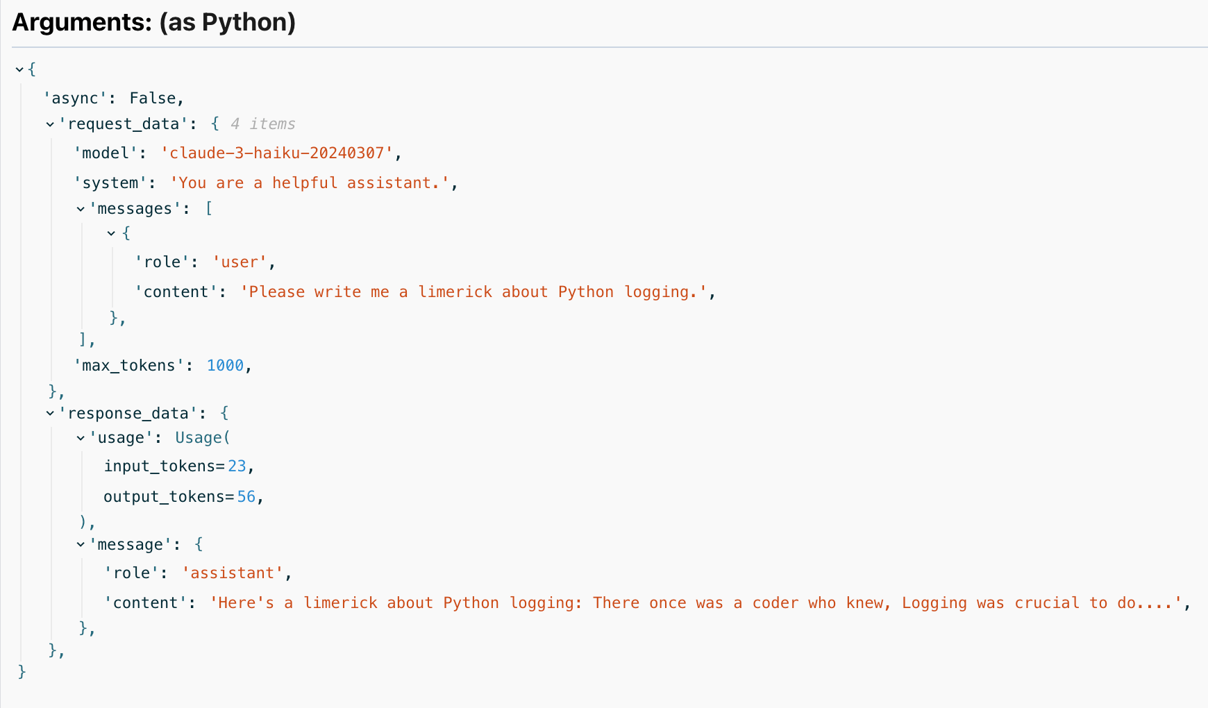 Logfire Anthropic Arguments